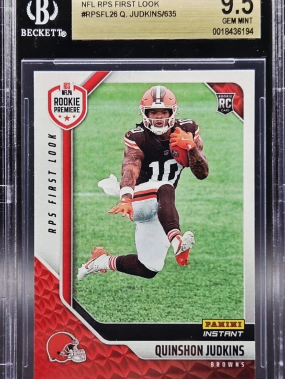 2025 Instant First Look - Quinshon Judkins #RPSFL-26 /635 Browns (RC)- 9.5 NM